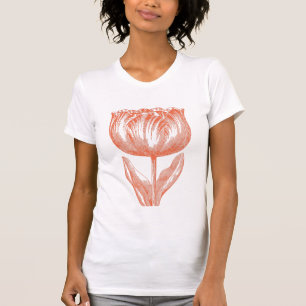 Cute Dutch Tulip Floral Drawing Pink Orange T-Shirt