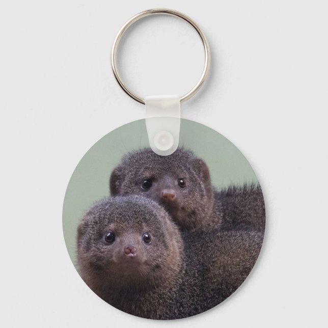 Cute Dwarf Mongoose Pair Key Ring (Front)
