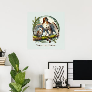 Cute eagle and owl customisable poster