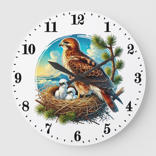 Cute eagle lovers bird large clock (Front)