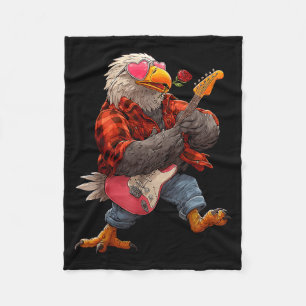 Cute Eagle Playing Guitar Guitarist Animal Valenti Fleece Blanket