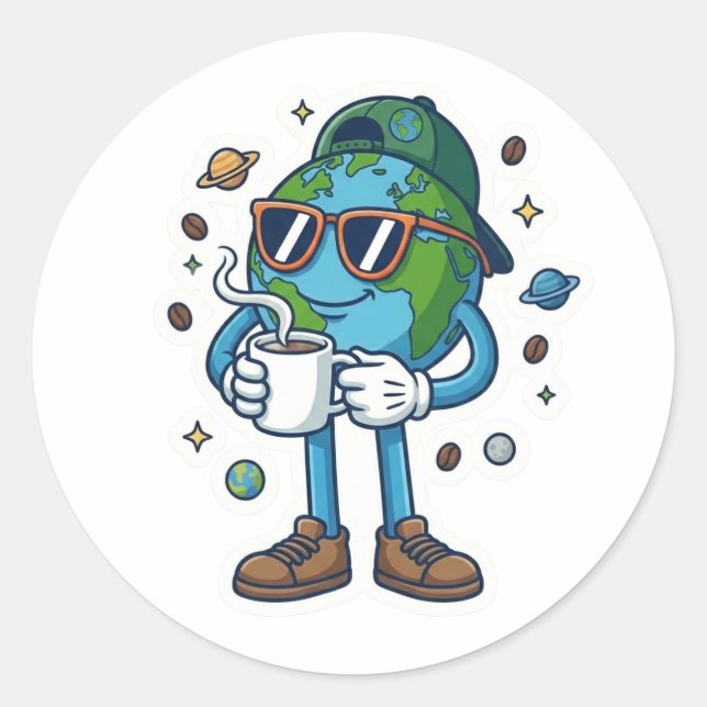 Cute Earth Day 2026 Coffee Sticker (Front)