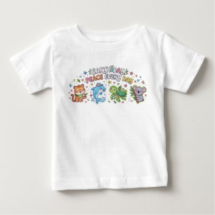 Cute Earth Day Animals - Peace Every Day Kids Baby T-Shirt
