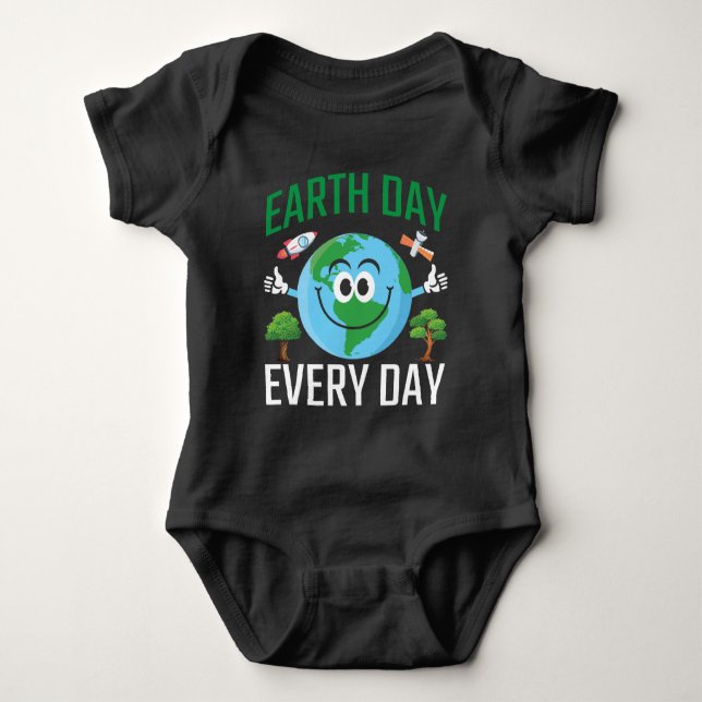 Cute Earth Day Awareness Rescue the planet Tree Baby Bodysuit (Front)