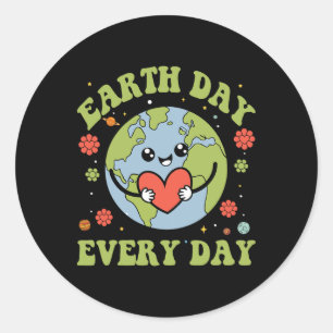 Cute Earth Day Everyday Earth Day 2025 For Men Wom Classic Round Sticker