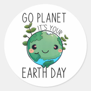 Cute Earth Day Go Planet Earth Day For Men Women Classic Round Sticker