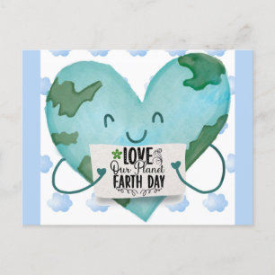 Cute Earth Day Love Our Planet Heart Postcard