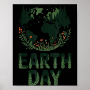 Cute earth day nature and planet for all the famil poster