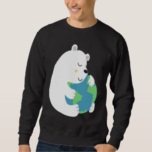 Cute Earth Day Polar Bear Embracing Mother Earth Sweatshirt