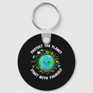 Cute Earth Day Protect The Planet Environmental Pr Key Ring