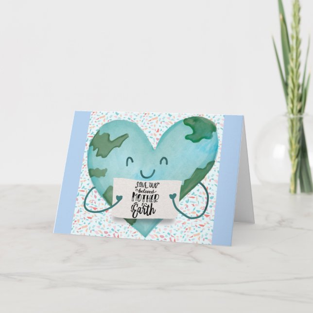 Cute Earth Day Save Our Planet Card (Front)