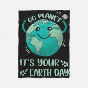 Cute Earth Day Shirt Happy Earth Day 2025 Go Plane Fleece Blanket