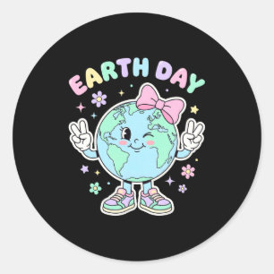 Cute earth day shirts for girls kids toddler save classic round sticker
