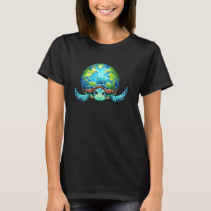 Cute Earth Day Turtle Save The Planet April 22 Ear T-Shirt