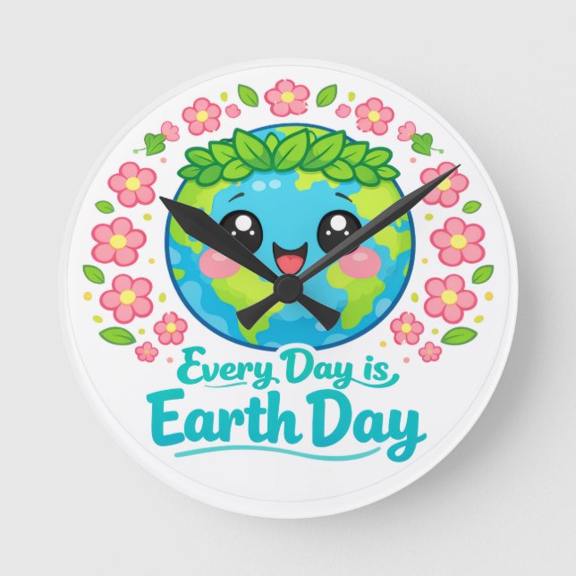 Cute Earth Day Wall Clock (Front)