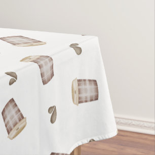 Cute Earth Tone Coffee Cup Watercolour Tablecloth