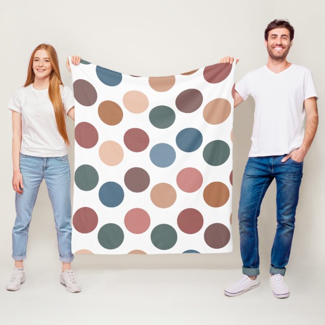 Cute Earth Tones Polka Dots Fleece Blanket (In Situ)