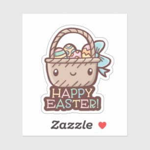 Cute Easter Basket Custom-Cut Vinyl Sticker