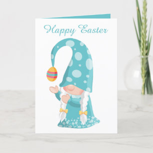 Cute Easter basket flower gnome Holiday Card