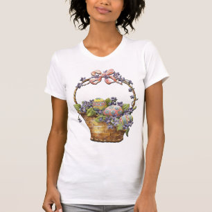 Cute Easter Basket on White T Shirt