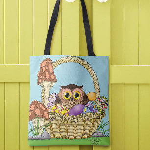 Cute Easter Basket Owl Tote Bag