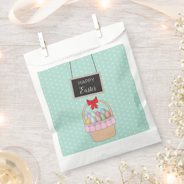 Cute Easter Basket & Pastel Easter Eggs  Favour Bag (Clipped)