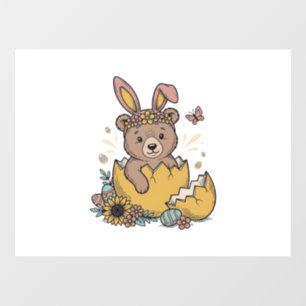 Cute Easter Bear in Cracked Egg Vintage Vector_1