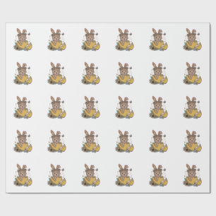 Cute Easter Bear in Cracked Egg Vintage Vector_1 Wrapping Paper