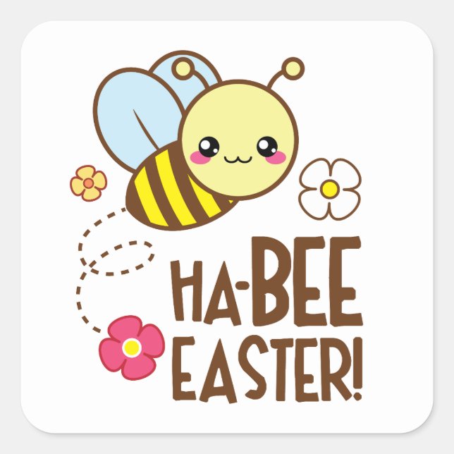 Cute Easter bee Holiday party sticker (Front)