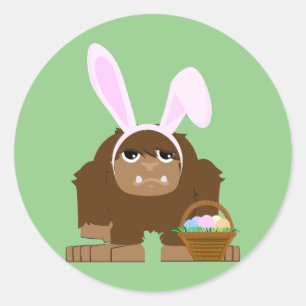 Cute Easter Bigfoot Classic Round Sticker