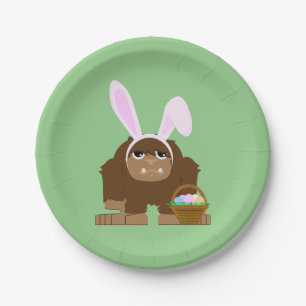 Cute Easter Bigfoot Paper Plate