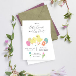 Cute Easter bruch and egg hunt Invitation