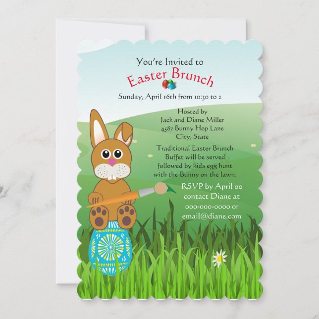 Cute Easter Brunch and Egg Hunt Invitation (Front)