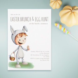 Cute Easter Brunch Egg Hunt Kid Bunny  Invitation