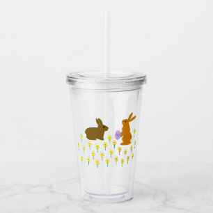 Cute Easter Bunnies and Daffodils Acrylic Tumbler