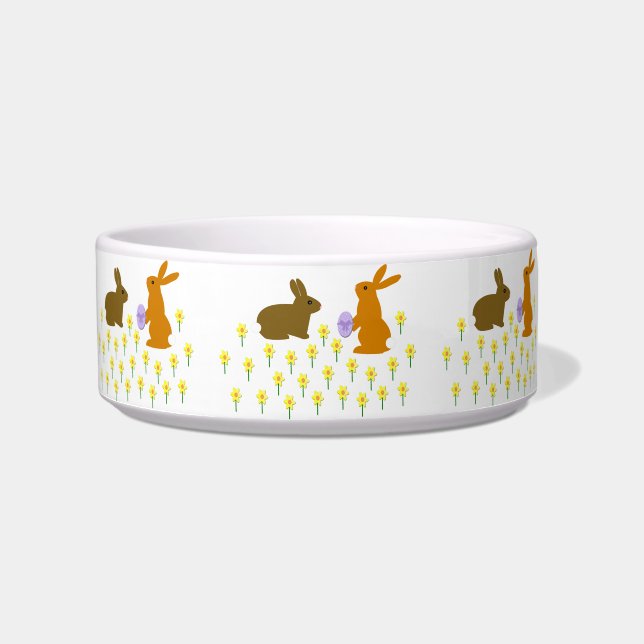Cute Easter Bunnies and Daffodils Bowl (Front)