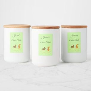 Cute Easter Bunnies and Daffodils Custom Food Label