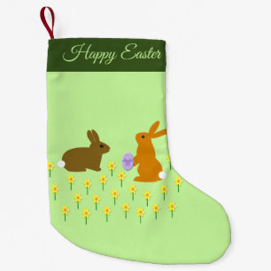 Cute Easter Bunnies and Daffodils Custom Stocking