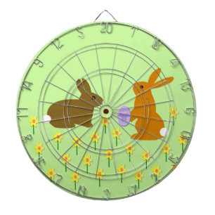 Cute Easter Bunnies and Daffodils Dart Board