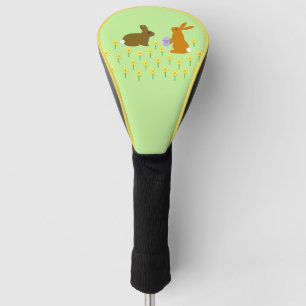 Cute Easter Bunnies and Daffodils Golf Head Cover