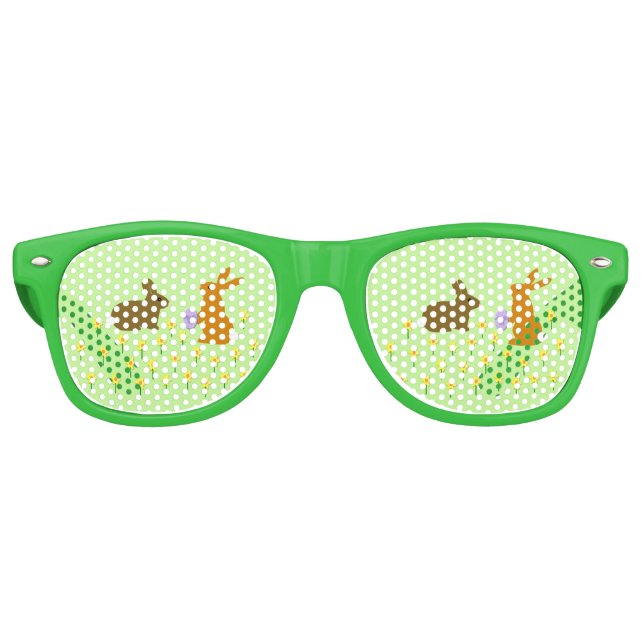 Cute Easter Bunnies and Daffodils Retro Sunglasses (Front)
