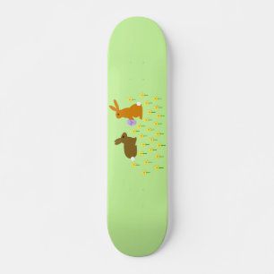 Cute Easter Bunnies and Daffodils Skateboard