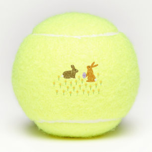 Cute Easter Bunnies and Daffodils Tennis Balls