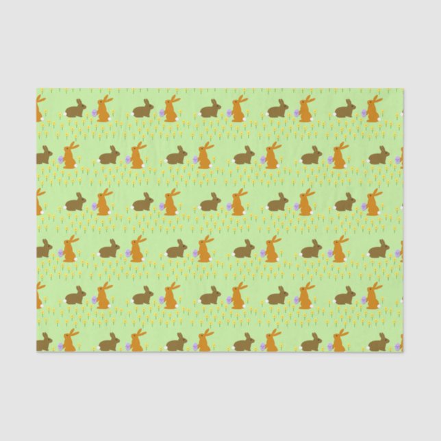 Cute Easter Bunnies and Daffodils Tissue Paper (Front)