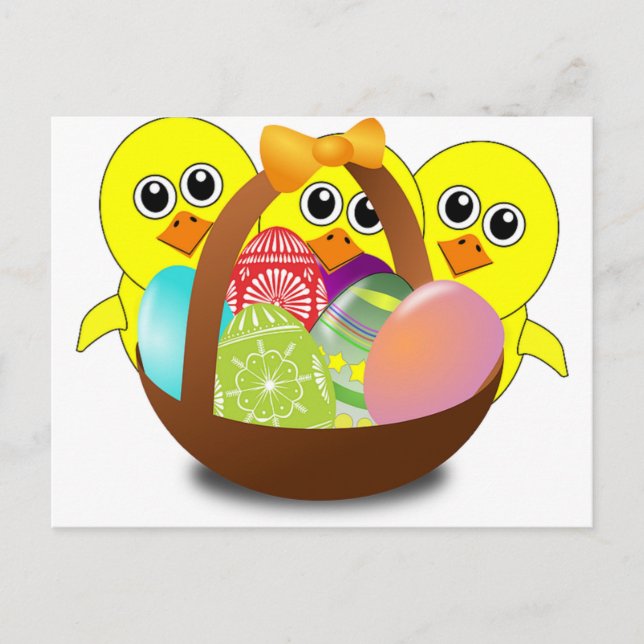 Cute Easter Bunnies Holiday Postcard (Front)