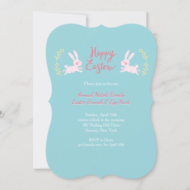 Cute Easter Bunnies Invitation (Front)