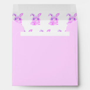 Cute Easter Bunnies Kindergarten Girls Pink Square Envelope