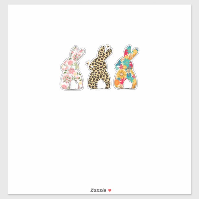 Cute Easter Bunnies Leopard Bunny and Flower Bunni (Sheet)