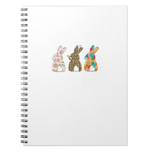 Cute Easter Bunnies Leopard Bunny and Flower Bunni Notebook