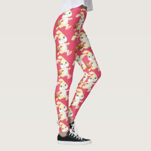 Cute Easter Bunnies on Pink Design Leggings